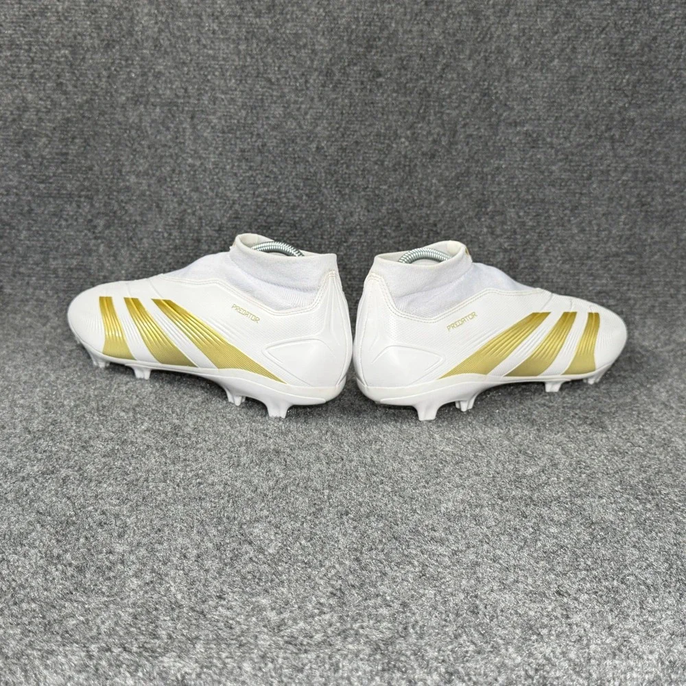 Adidas Predator League FG Soccer Cleats Men's 13.5 White Gold Laceless Athletic